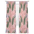 thumbnail image 2 of Sheer Curtains 96 Inches Long 2 Panels, Gree Peacock Watercolor Flower on Pink Rod Pocket Curtain Voile Draperies, Retro Botanical Light Filtering Window Treatment for Living Room Kitchen Bedroom, 2 of 8