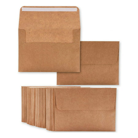 Best Paper Greeting A4 Invitation Envelopes - 50 Pack - Square Flap Kraft 4 1/4 x 6 1/4