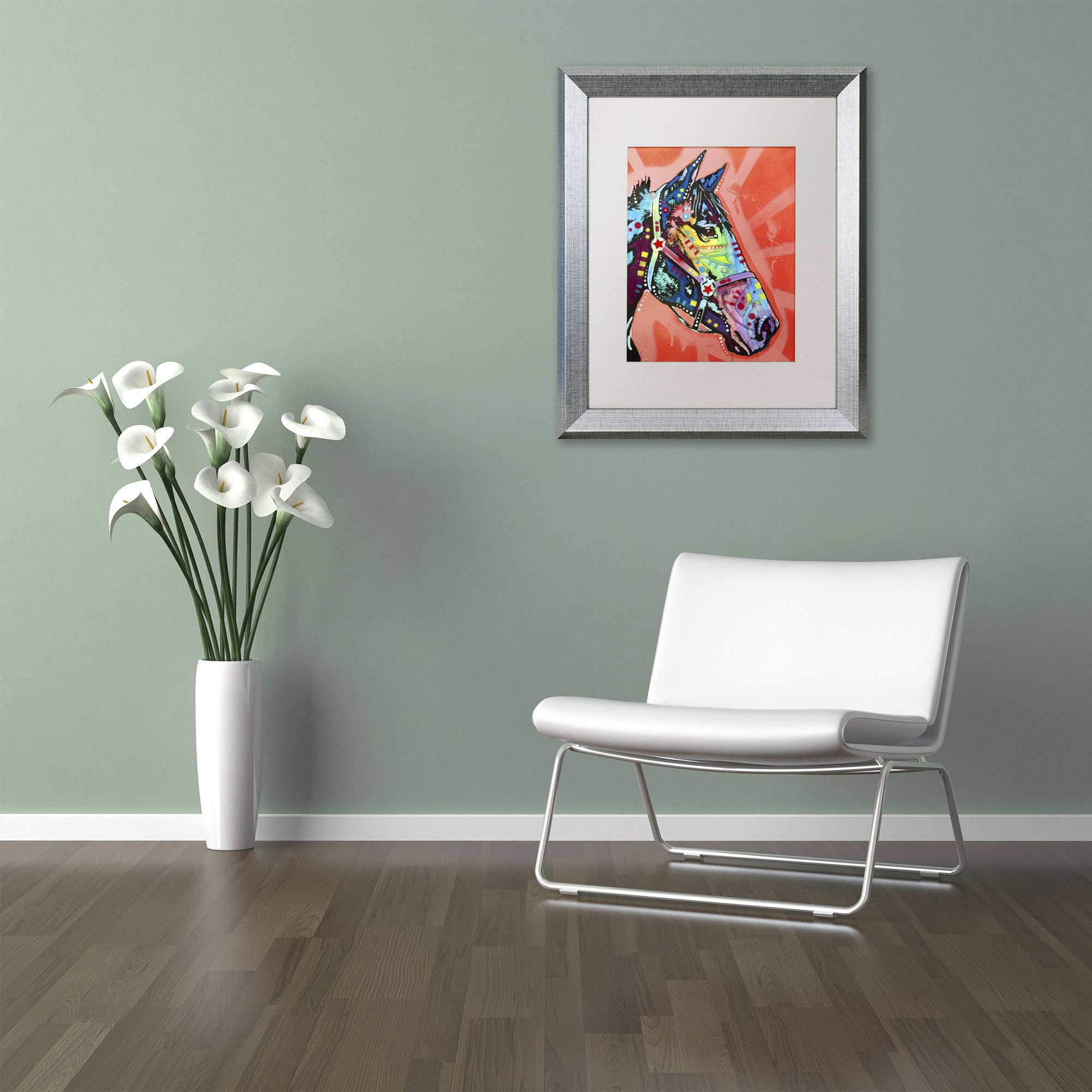 Trademark Fine Art 'WC Horse 3' Canvas Art by Dean Russo, White Matte, Silver Frame