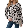 thumbnail image 3 of Hoodies For Women Oversized Winter Cute Sweatshirts Pullover Trendy Fall Clothes, Retro Print Lightweight Design without Pockets for Fall Winter Fashion and Comfort,Khaki,M, 3 of 8