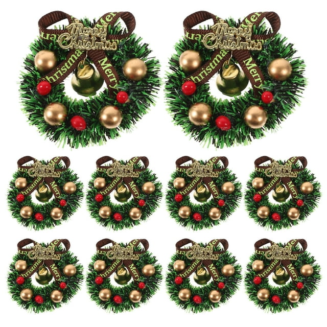 MasteelfCA 10pcs Mini Christmas Wreath Ornament Wreath Xmas Tree Hanging Mini Wreath