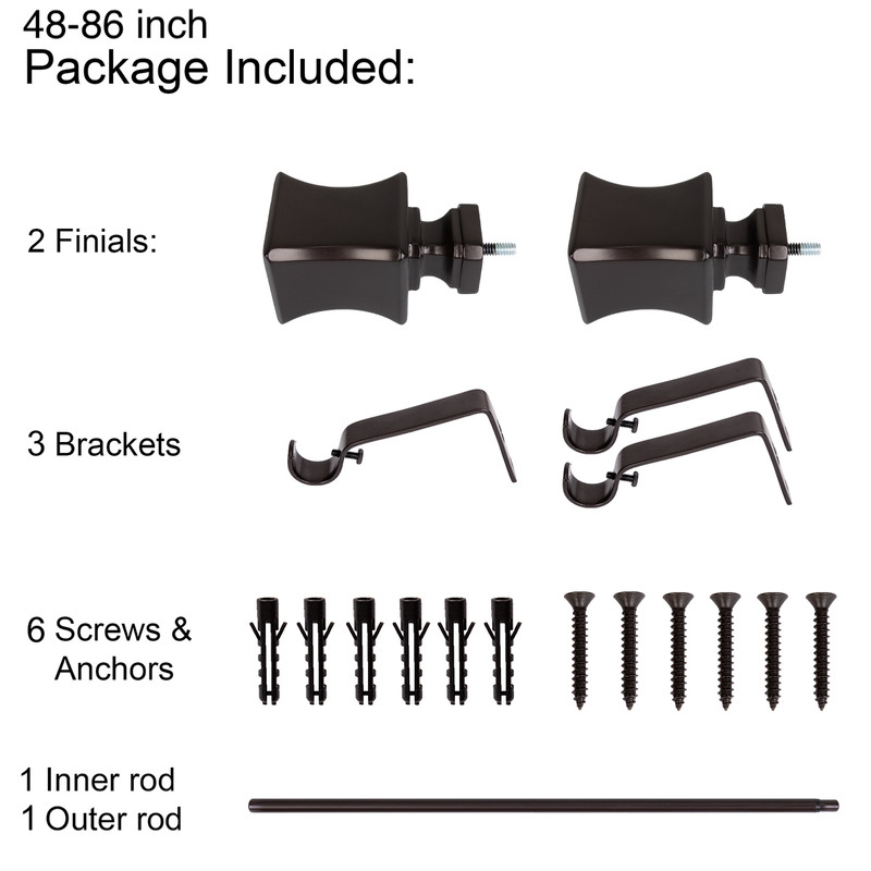 UTOPIA ALLEY Wall Mounted 3/4 Inch Curtain Rod - Curtain Rods For Windows 48 to 86 Inch, Adjustable Drapery Rods, Oil rubbed bronze Curtain Rods, Bedroom & Living Room Curtain Rods, Tapestry Poles