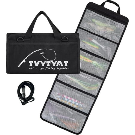 Lure Bag - 6 Pocket Waterproof Large Capacity PVC Heavy Duty Fishing Bag Handheld and Crossbody Dual Mode Self-adhesive Closure for Trolling Saltwater Skirt Lures Soft Baits