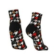 thumbnail image 4 of Bingfone Houndstooth Green Red Design Patterned Men'S Women'S Casual Cotton Socks, 4 of 9