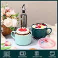 thumbnail image 3 of 2 Pcs Soup Bowls with Lids and Handles 30 oz Microwave Safe Ceramic Soup Mug Microwavable Ramen Containers with Lids Large Colorful Cups for Noodle Cereal kitchen(Blue, Dark Green), 3 of 6