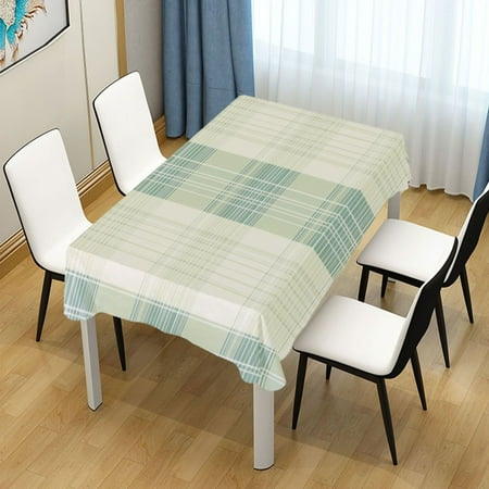 

60x60 Inch Tablecloth Polyester Square Tablecloth for Home Kitchen Dinner Decor Light Green Plaid