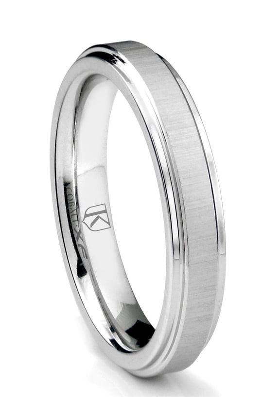 Cobalt Xf Chrome 4MM Satin Finish Wedding Band Ring With Raised Center Sz 4.0