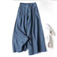 thumbnail image 3 of Women Palazzo Pants Summer Linen Casual High Waist Wide Leg Flowy Culotte Trousers Drawstring Yoga Sweatpants, 3 of 4
