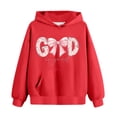 thumbnail image 4 of Girls Red Hoodie Floral God is Good Graphic Christian Faith Sweatshirt Kids Oversized Soft Hoodie 3-14 Years Cute Girls Clothing,Size 11-12 T, 4 of 7