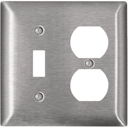 1PACK Leviton 2-Gang Stainless Steel Single Toggle/Duplex Magnetic C-Series Wall Plate, Stainless Steel