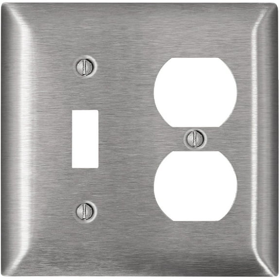 1PACK Leviton 2-Gang Stainless Steel Single Toggle/Duplex Magnetic C-Series Wall Plate, Stainless Steel