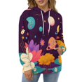 thumbnail image 4 of Colorful Space Garden Print Men's Women Vintage 3D Hooded Sweatshirt - All-Season Loose Fit Streetwear, 4 of 6