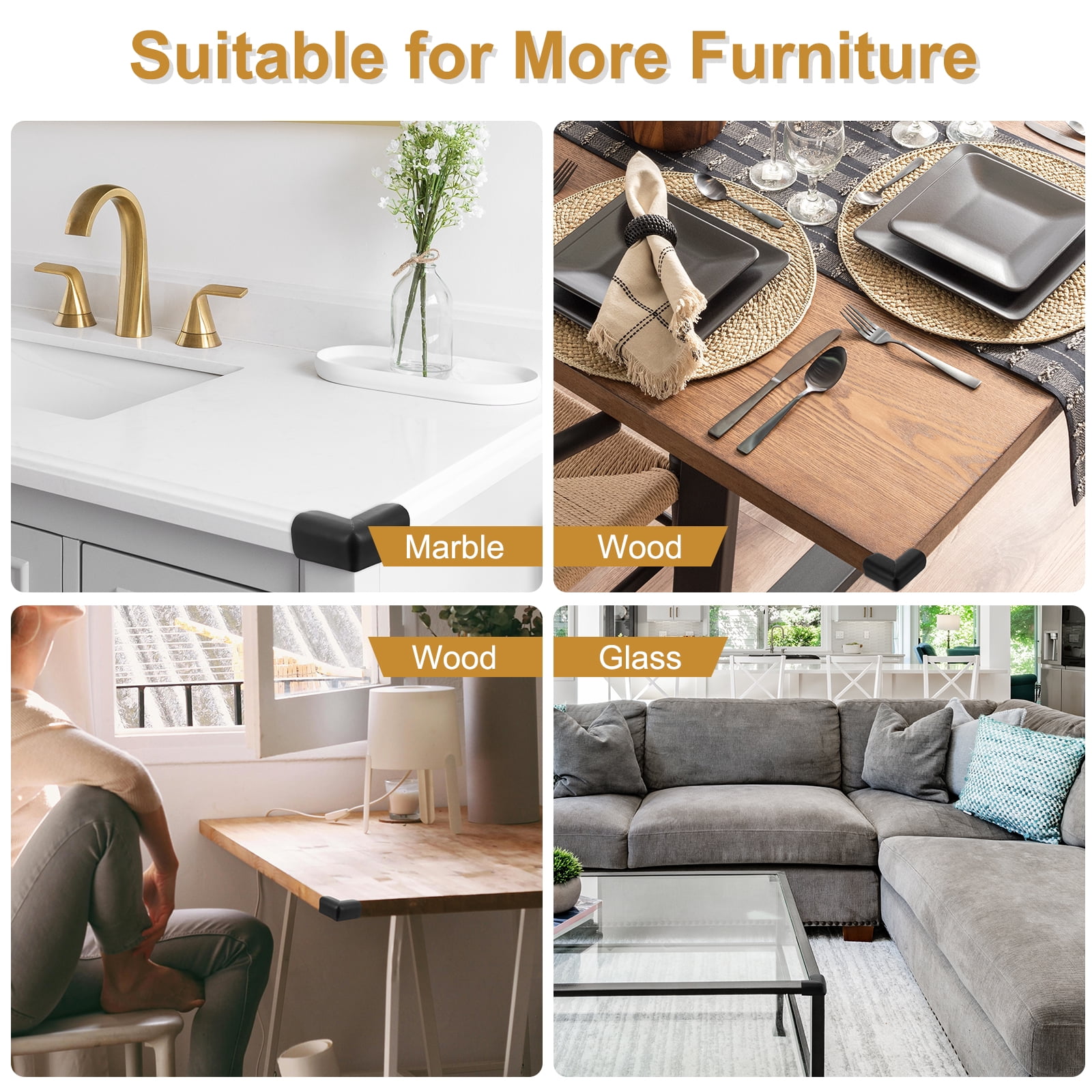 Unique Bargains Corner Protectors Furniture Guards Edges Bumpers Light Brown