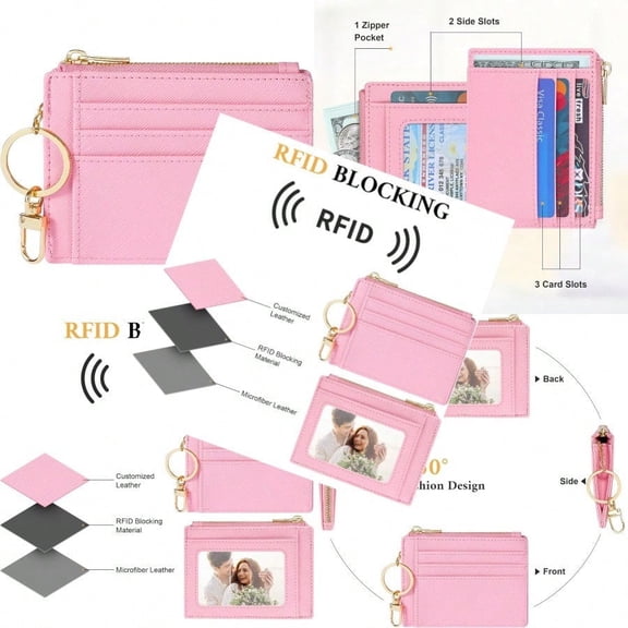 Sodsay Card Case Slim Front Pocket Wallet for Women Credit Card Holder with Keychain