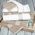 thumbnail image 1 of Lavish Home Rio Ensemble de 8 Serviettes 100 % Coton - Blanc & Taupe, 1 of 5