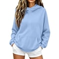 thumbnail image 2 of Hoodies for Women Oversized Trendy Fall Sweatshirt Pullover Fleece Long Sleeve Sweaters Winter Y2k Clothes Sky Blue S, 2 of 7