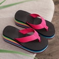 thumbnail image 2 of Willtoo Fashionable Women's Platform Wedge Flip Flops with Rainbow Printed Sole for Casual Outdoor Style, 2 of 6