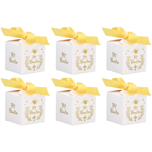 Cajas De Regalo, Mi Bautizo Pattern Safe Confiable Cajas De Regalo De Fiesta De Color Blanco Para Fiesta De Cumpleaños Para Despedidas De Soltera