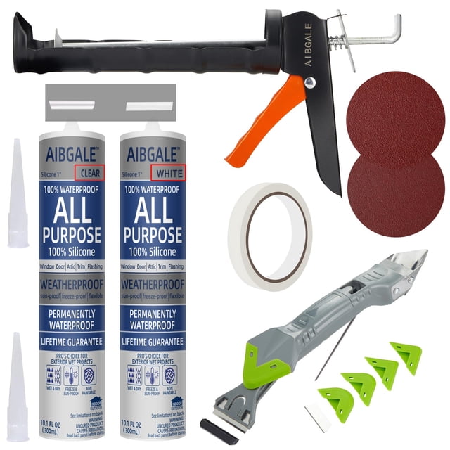 Kit de herramientas para calafateo AIBGALE, pistola para sellador de silicona de 600 ml