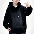 thumbnail image 6 of Boy's Hooded Sweatshirts Long Sleeve Comfy Soft Print Pullover Tops Casual Loose Spring Stylish Hoodies (14-15 Years, Black), 6 of 6