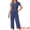 Blue, variant on DARING DIVA Women's Capri Pajamas Short Sleeve Button Down Tops with Pants Set M Black