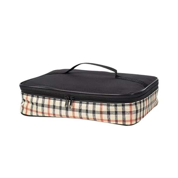 Fiambrera, bolsa de papel de aluminio con aislamiento térmico, bolsas enfriadoras de alimentos, tela Oxford, contenedor de almacenamiento para Kits de desorden para acampar Raya Tartán METRO Eigraketly OD028893-03B
