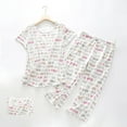 thumbnail image 2 of Cotton Pajama Set Two Piece Summer Sleepwear V Neck Short Sleeve Top with Capri Pants, 2 of 4