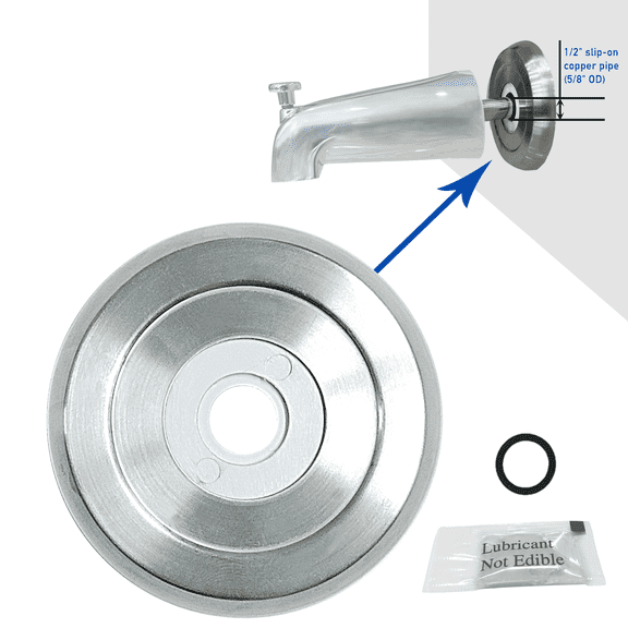 1/2" Spacer for Tub Spout, Flange Trim Ring for Bath Faucet, Shower Pipe Remodeling Sealer (304SUS-Brushed Nickel)