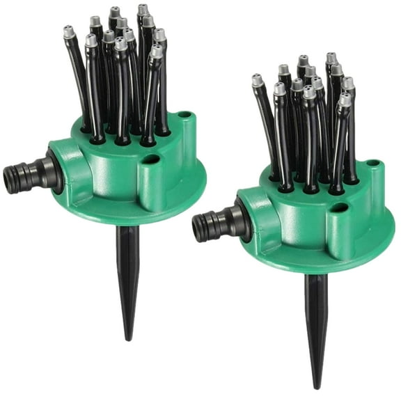 Jinyi Garden Sprinkler, Multi Heads Sprayer with 12 Flexible Noodle Shape Tubes for Flower Beds, Lawns, Fields-2pcs