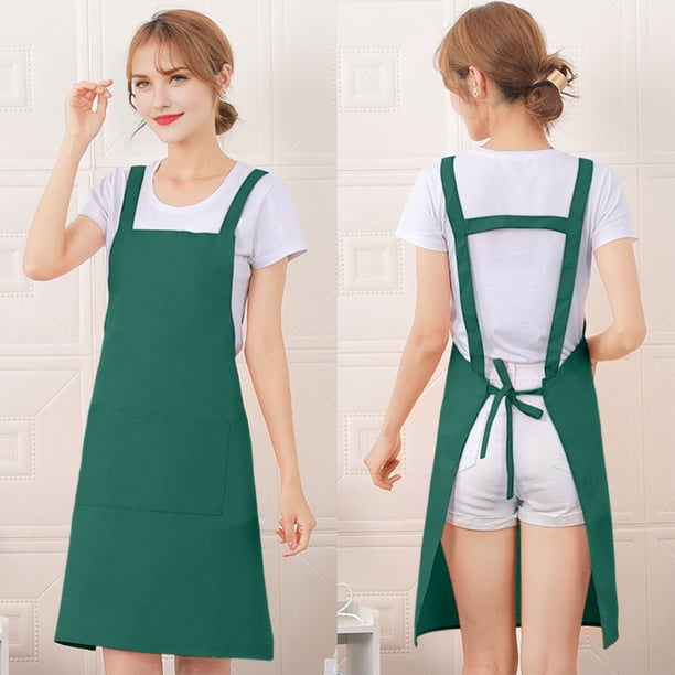 Delantal con respaldo en H y bolsillo - Delantal de cocina de tamaño grande ajustable para cocinar, hornear, jardinería - 75x65cm de lona de poliéster, impermeable