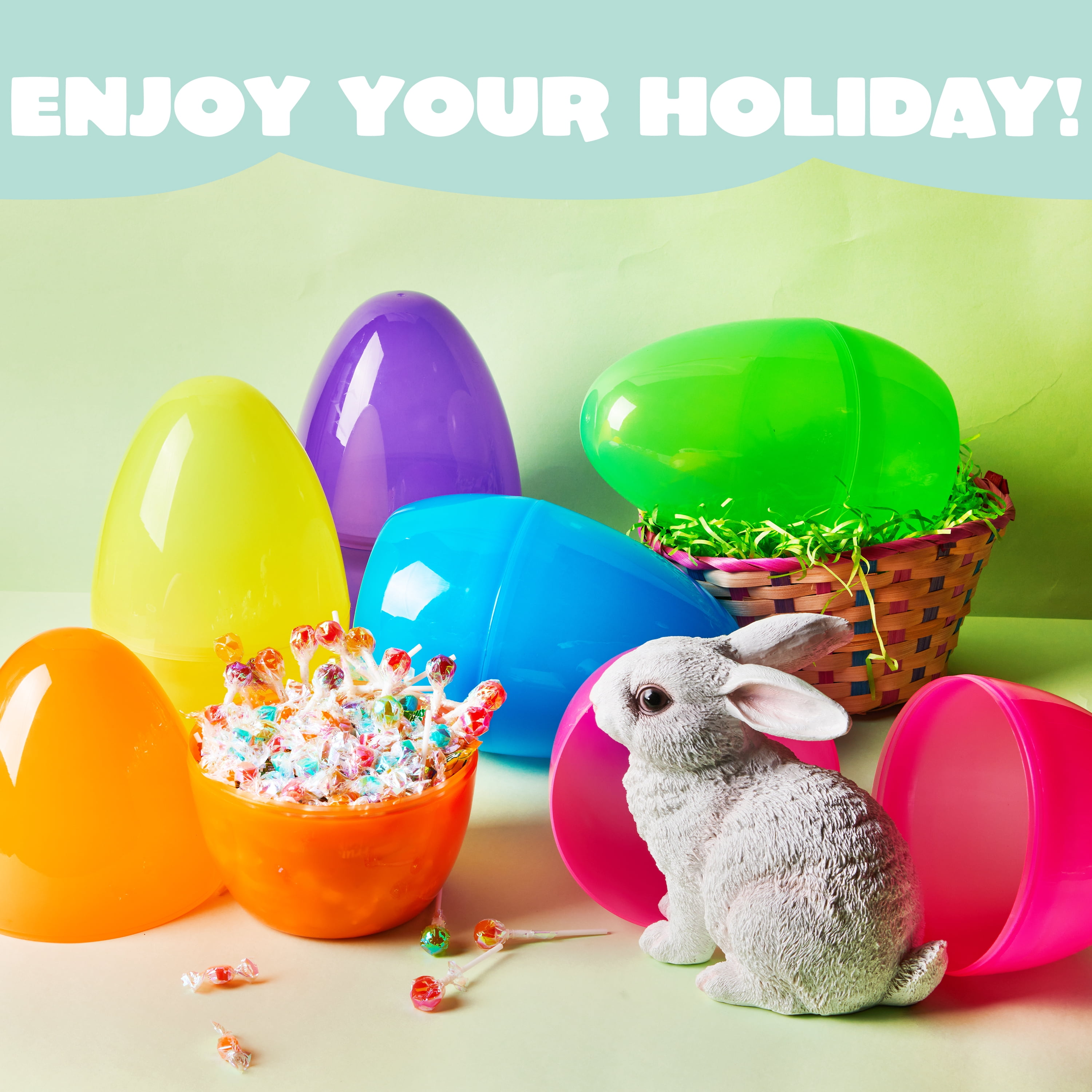 Joyfy 10 inch Large Easter Eggs, 6 pack Jumbo Plastic Easter Eggs, Clear Empty Fillable Perfect for Easter Egg Hunts, Easter Basket Fillers/Stuffers, Party Favor, Classroom Prize Supplies Decoration