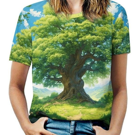 Tree with Life Women's T-Shirt Short Sleeve T Shirts Tops Tee Ladies Loose T