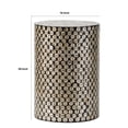 thumbnail image 4 of Benjara 20" Stool Table- Round Wood Design- Modern- Capiz Inlay- Black/White, 4 of 4