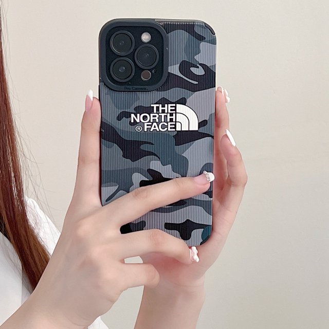 Camuflaje de lujo la cara norte PU cuero silicona teléfono caso para iPhone 14 13 12 11 Pro Max 11Pro 12Pro 13Pro 7 8 14 Plus SE 2020 X XR XS MAX Protector de la Cámara casos de la contraportada Gao Jiahui unisex