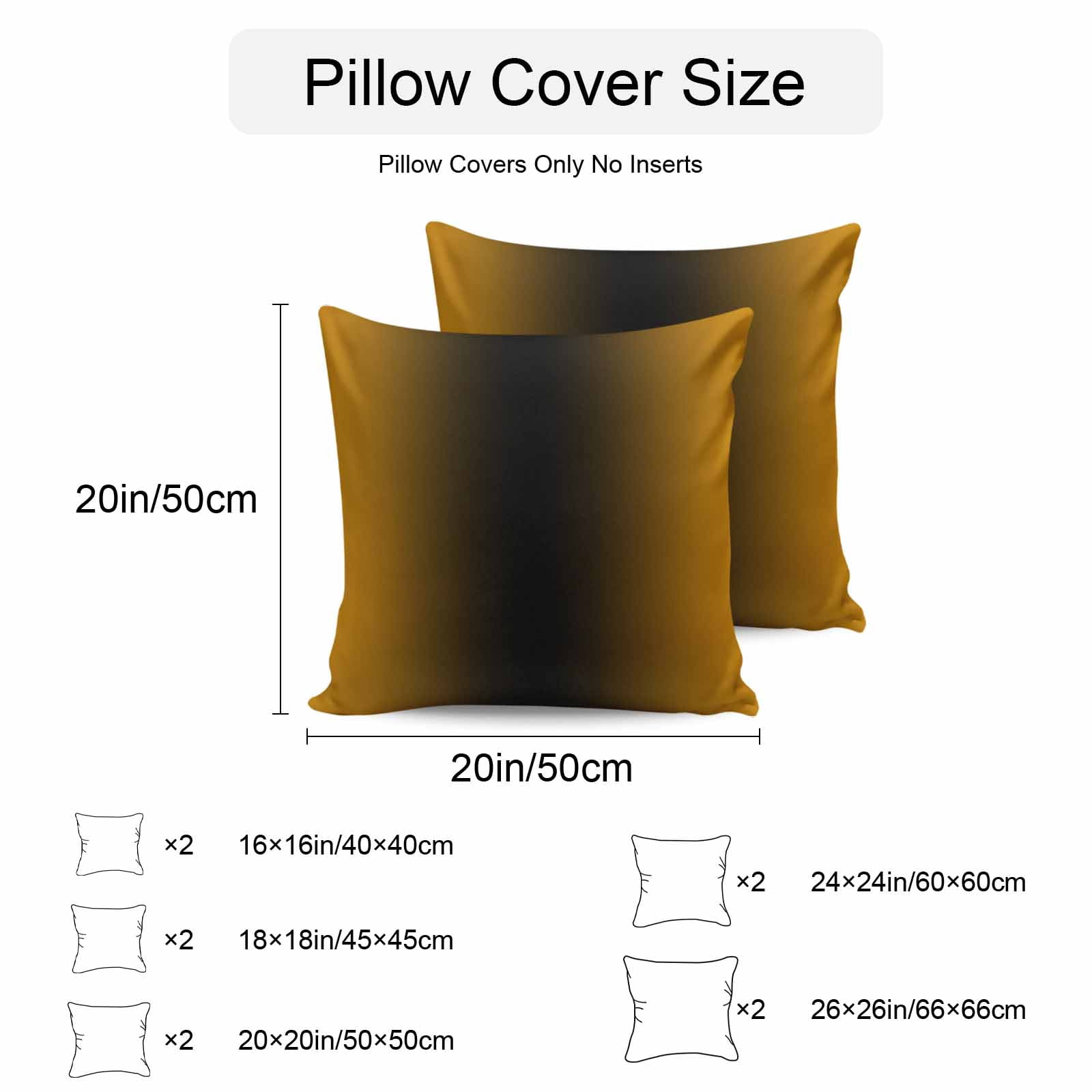 Outdoor Waterproof Throw Pillow Covers Set of 2 Ombre Black Orange Decorative Pillowcases Square Outdoor Pillows Cushion Case 18x18 Inch Gradient Color Patio Pillows for Couch Sofa Bed Garden