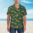 thumbnail image 2 of Fuzoiu Green Plants with Fox Print Hawaiian Shirt for Men, Summer Beach Casual Short Sleeve Button Down Shirts, Men’s Beach Summer Shirts with Pocket,Large, 2 of 7
