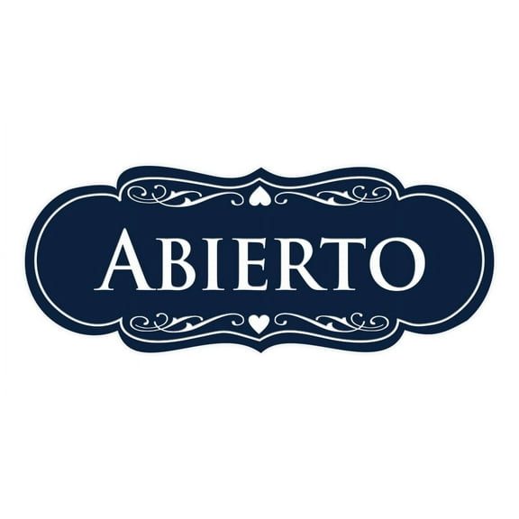 Designer Spanish Abierto Sign (Navy Blue / White) - Large