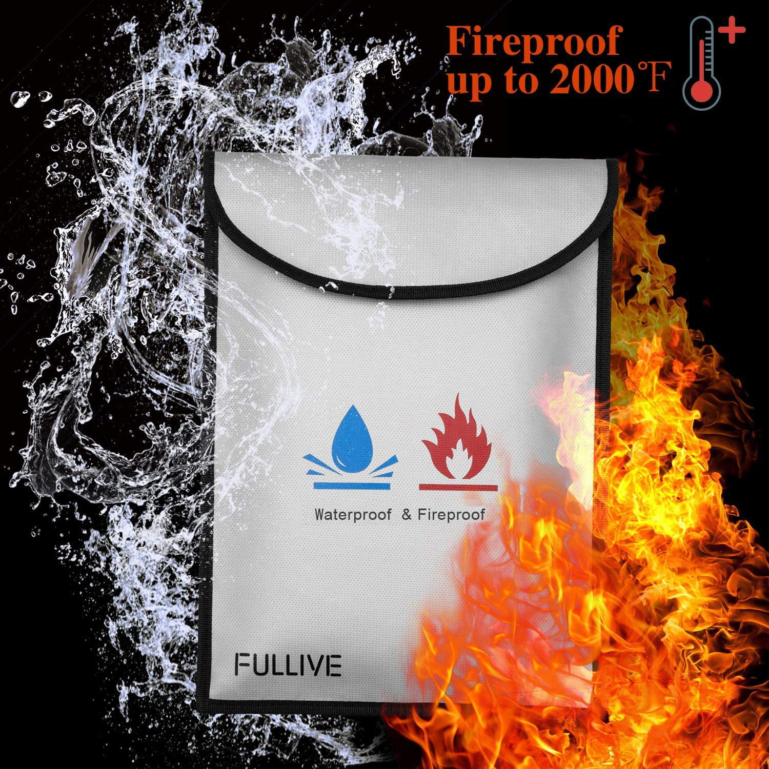 7''x9'' Fire proof pouch Money Document safe bag Fire Water Resistant material 