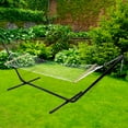 thumbnail image 2 of Northlight Lattice Macrame Rope Hammock with Wooden Bars - 78" x 31" - White, 2 of 5