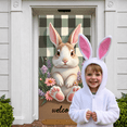 thumbnail image 6 of Cute  Welcome Banner Green Plaid Spring Backdrop Lavender Daisy Rabbit Display for Easter Decoration Garden Gathering Photo Backdrop, 6 of 8