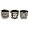 thumbnail image 2 of CC Home Furnishings Set of 3 White and Black Tribal Motifs Planters 5.5", 2 of 8