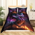 thumbnail image 2 of Erosebridal Magic Dragon Comforter Cover 3D Animal Bed Set, Magical Fire Duvet Cover Glowing Lightening Bedding Sets Full, Black Purple Bedspread Cover (No Comforter), 2 of 5