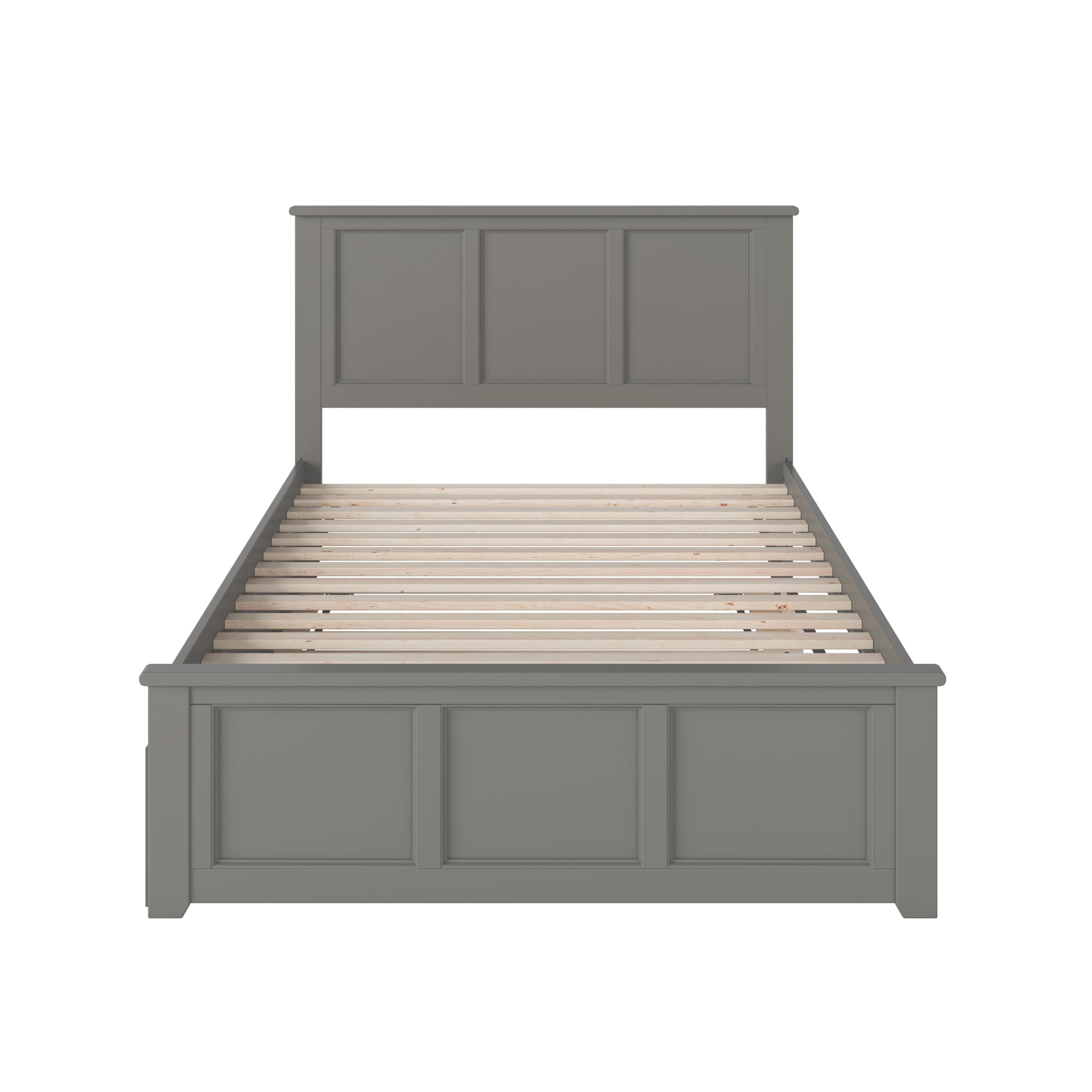 AFI Madison Full Wood Platform Bed with Matching Footboard & Full Trundle, Grey