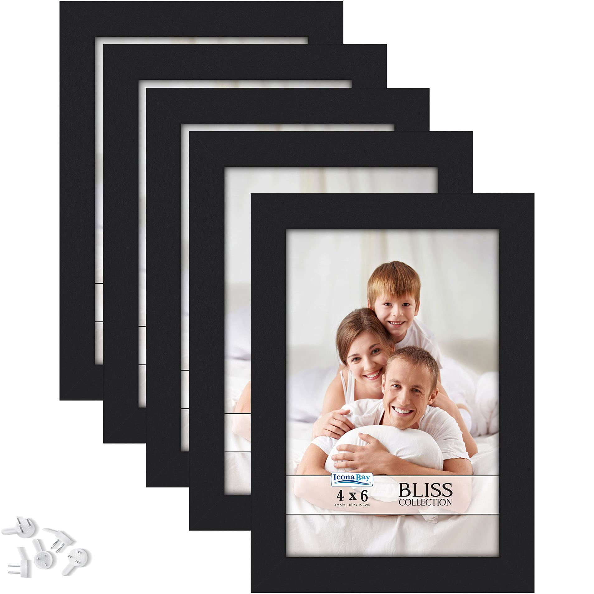 Icona Bay 4x6 Black Picture Frames, 5 Pack, Bliss Tabletop Frames
