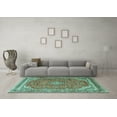 thumbnail image 3 of Ahgly Company Machine Washable Indoor Rectangle Persian Turquoise Blue Traditional Area Rugs, 8' x 10', 3 of 4