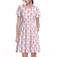 thumbnail image 1 of Balery Flamingo On Checkered Vestidos sueltos de manga corta para mujer, vestidos de verano 2025, vestidos casuales de corte A con vuelo., 1 of 6