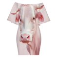 thumbnail image 6 of Pink Highland Cow Women's Off The Shoulder Ruffles Summer Wedding Guest Loose Casual Party Beach Dress, 6 of 9