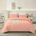 thumbnail image 2 of DNG Luxury 3 Piece Pom Pom Plain Pattern Comforter Set, 800 Thread Count, 100% Egyptian Cotton, White Vintage Pom-Pom Fringe Super Soft (Super King Size Peach Color), 2 of 9