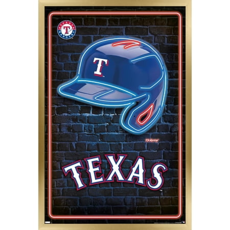 MLB Texas Rangers – Neon Helmet 23 Wall Poster 14.725 x 22.375 Framed