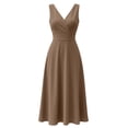 thumbnail image 6 of ClodeEU Women's V Neck Sleeveless Wide Strap Midi Dress,Elegant Tunic Swing Dress Brown,Women's Plus L, 6 of 6